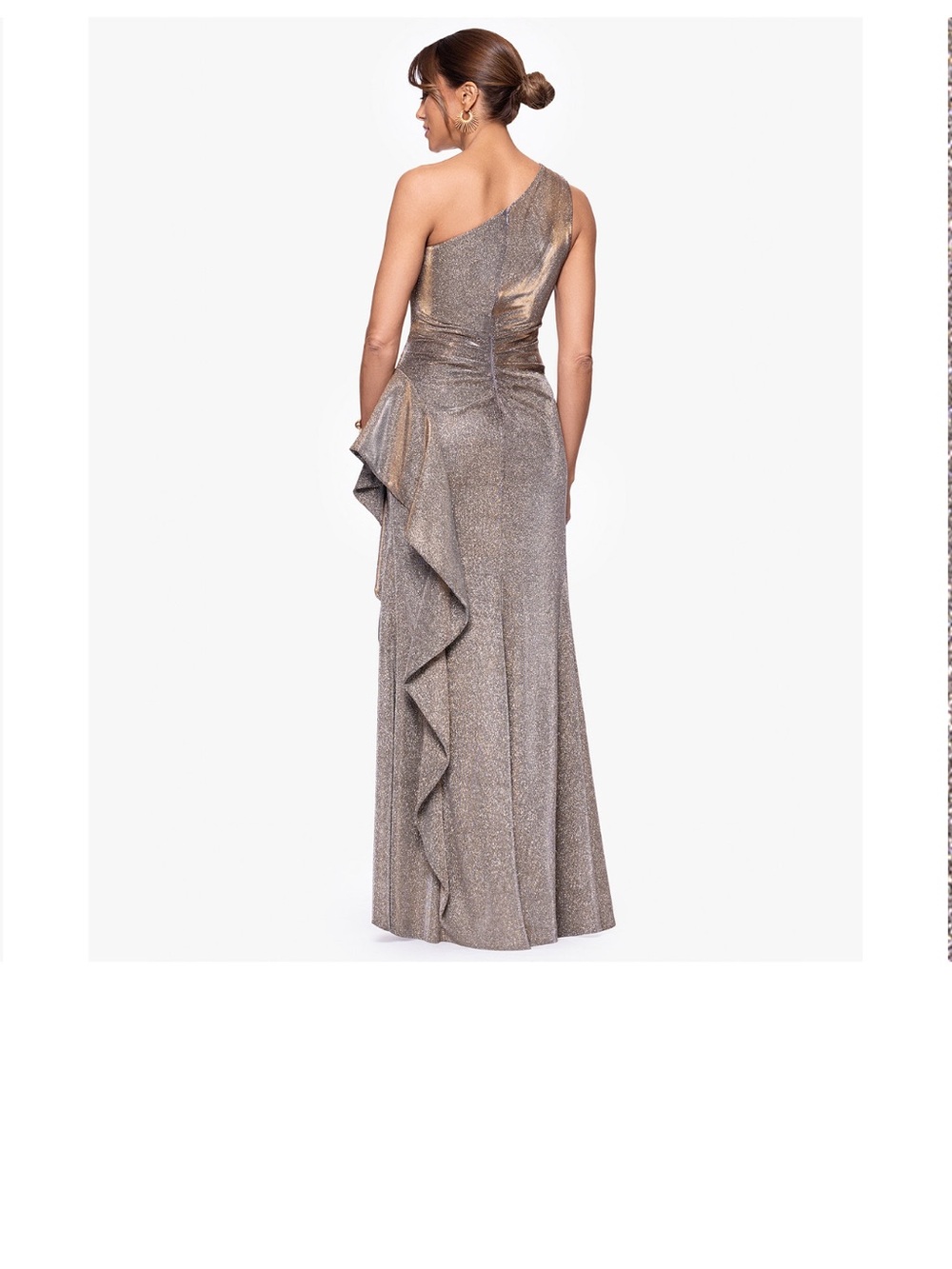 Xscape Petite Glitter Knit One-Shoulder Gown